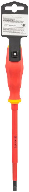  Отвертка изолированная 1000В CrV сталь прорезинен. ручка 6.5х150мм SL FIT 55899 фото в каталоге от BTSprom.by