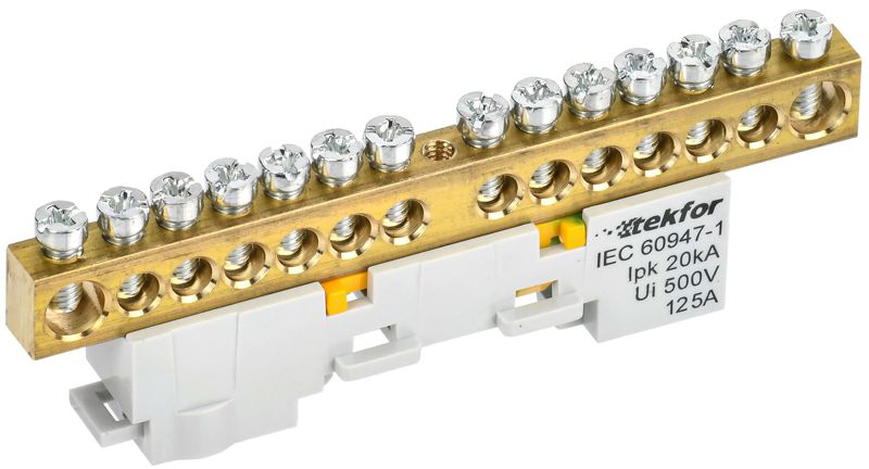 шина pe "земля" неизол. на универс. держ. 8х12-14-ж tekfor iek tf-nn20-14-dl-k05 от BTSprom.by