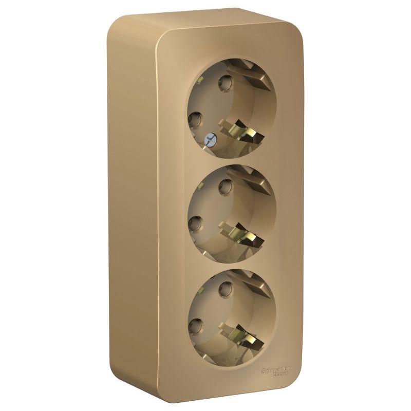 розетка 3-м оп blanca 16а ip20 250в с заземл. без защ. шторок с изолир. пластиной титан se blnra010314 от BTSprom.by