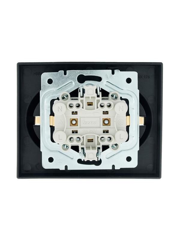  Розетка 2-м СП VESNA с заземл. со шторками ПБТ черн. бархат LEZARD 742-4200-178B фото в каталоге от BTSprom.by