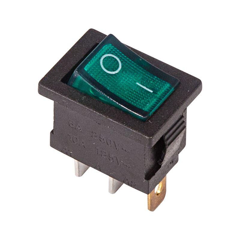 выключатель клавишный 250в 6а (3с) on-off зел. с подсветкой mini (rwb-206 sc-768) rexant 36-2153 от BTSprom.by