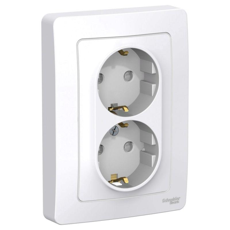 розетка 2-м сп blanca 16а ip20 250в с заземл. защ. шторки бел. se blnrs001121 от BTSprom.by