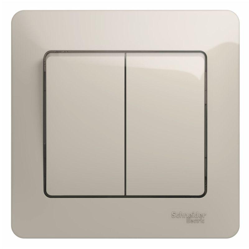  Выключатель 2-кл. СП Glossa 10А IP20 (сх. 5) 10AX в сборе молочн. SE GSL000952 фото в каталоге от BTSprom.by