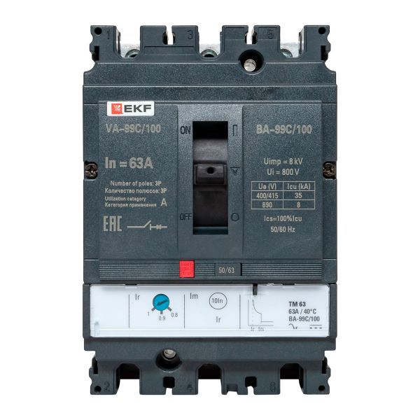  Выключатель автоматический 3п 100/63А 36кА ВА-99C Compact NS PROxima EKF mccb99C-100-63 фото в каталоге от BTSprom.by
