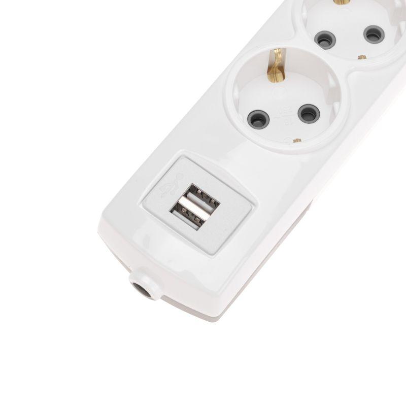  Колодка 3-м с заземл. PREMIUM 2 USB бел. Rexant 13-4402 фото в каталоге от BTSprom.by