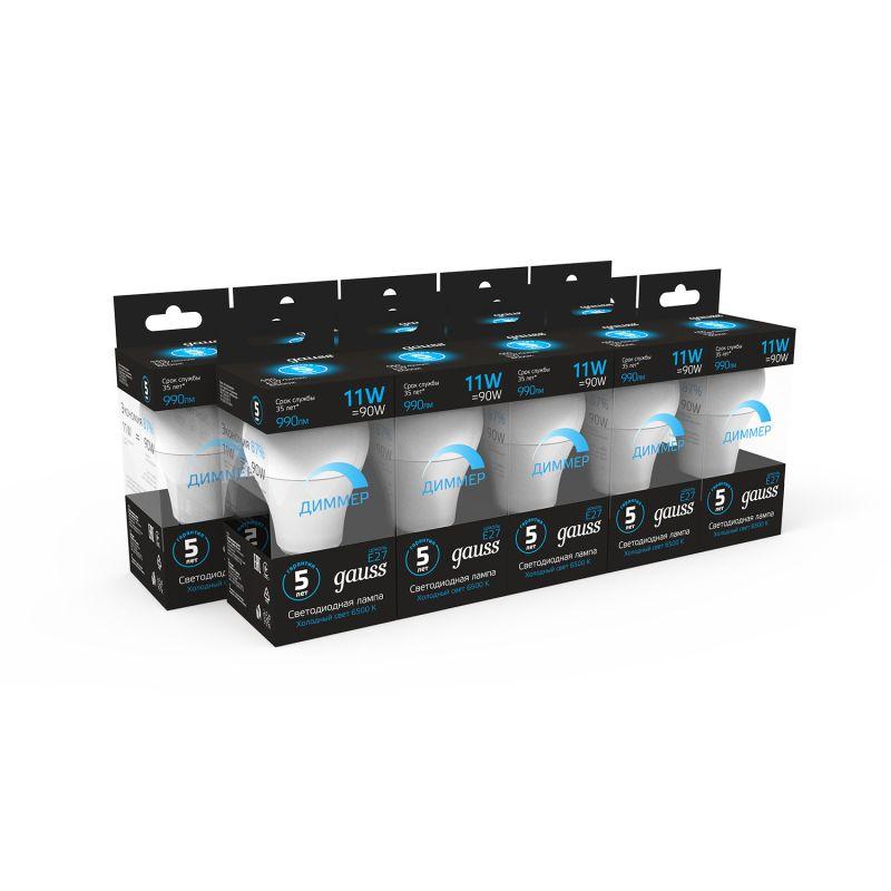 Лампа светодиодная Black 11Вт A60 грушевидная 6500К холод. бел. E27 990лм диммир. GAUSS 102502311-D фото в каталоге от BTSprom.by