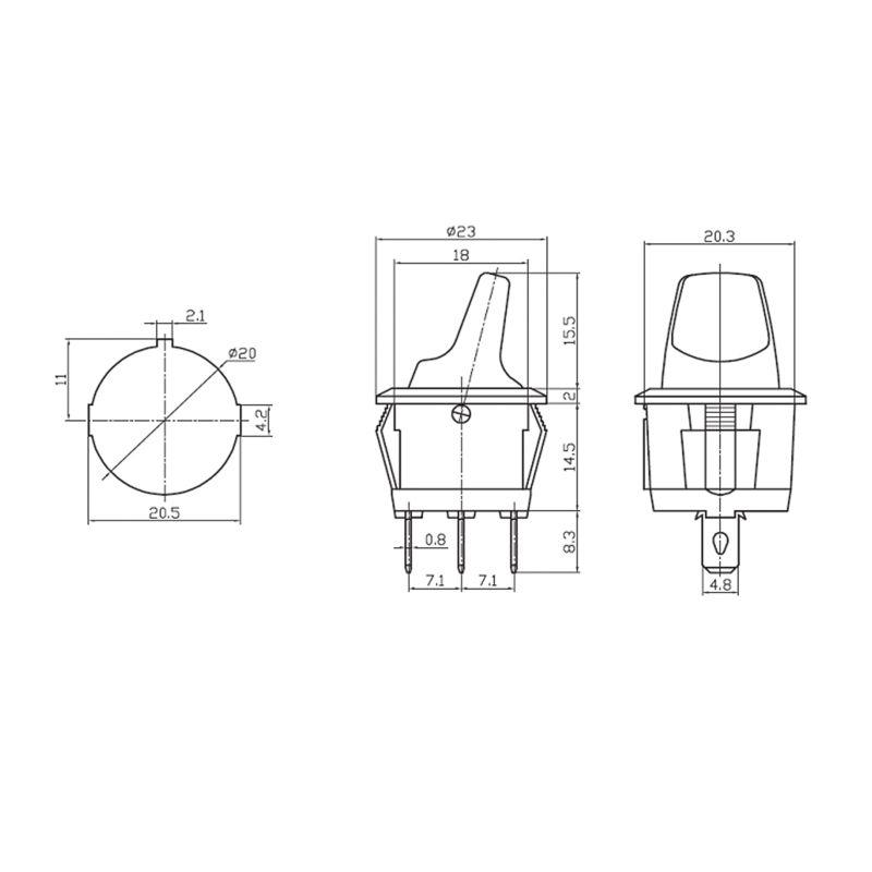  Выключатель клавишный круглый 12В 16А (3с) ON-OFF зел. с подсветкой (RWB-224 SС-214) Rexant 36-2593 фото в каталоге от BTSprom.by