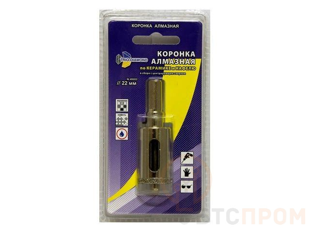 Коронка алмазная  d 22 мм по керамике и кафелю TRIO-DIAMOND 400022 фото в каталоге от BTSprom.by  Коронка алмазная  d 22 мм по керамике и кафелю TRIO-DIAMOND 400022 фото в каталоге от BTSprom.by