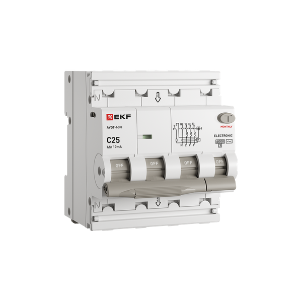 выключатель автоматический дифференциального тока 4п (3p+n) c 25а 10ма тип a 6ка авдт-63n электронный proxima ekf d63n46ea25c10 от BTSprom.by