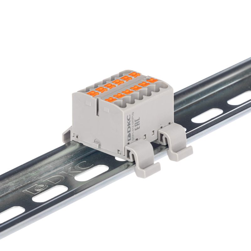 блок распределительный с горизонт. адаптером на рейку шир. 35мм зажим push-in 12 точек подключения 2.5кв.мм сер. dkc dtp1-012-04spug-h от BTSprom.by