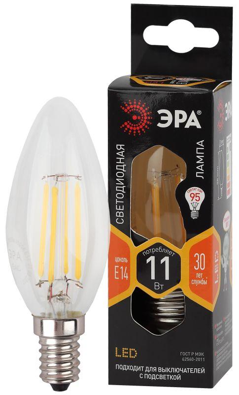 лампа светодиодная филаментная f-led b35-11w-827-e14 b35 11вт свеча e14 тепл. бел. эра б0046985 от BTSprom.by