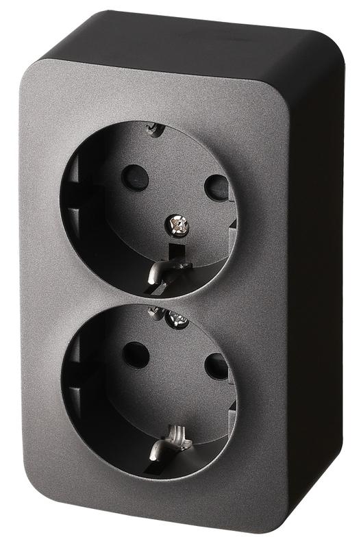 розетка 2-м оп 16а ip20 с заземл. защ. шторки антрацит jasmart fs5504b от BTSprom.by