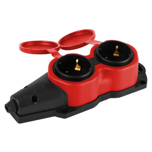  Колодка 2-м с заземл. 16A IP44 KX-2e-RED-IP44 каучук. красн. Эра Б0068443 фото в каталоге от BTSprom.by