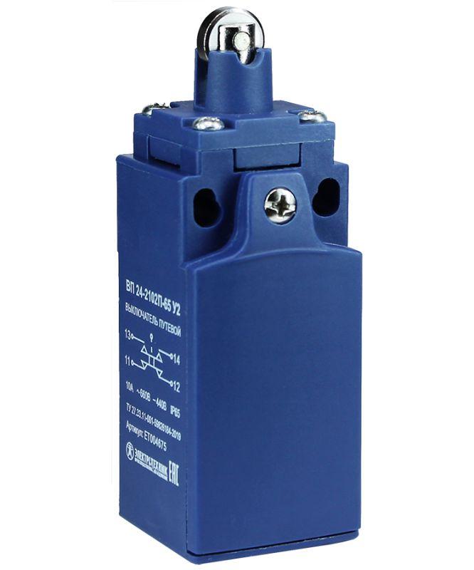  Выключатель путевой ВП 24-2102П-65 У2 1НО+1НЗ 3А IP65 толкатель с роликом безинерционный 20мм без сальника Электротехник ET004675 фото в каталоге от BTSprom.by