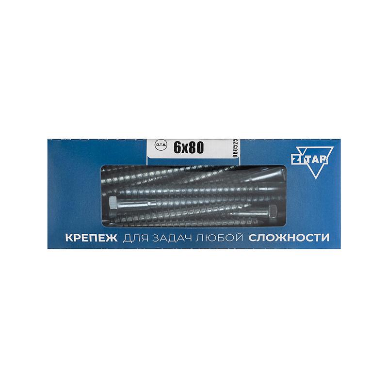 болт сантехнический 6х80 din 571 оцинк. (уп.30шт) tech-krep/zitar 126550 от BTSprom.by