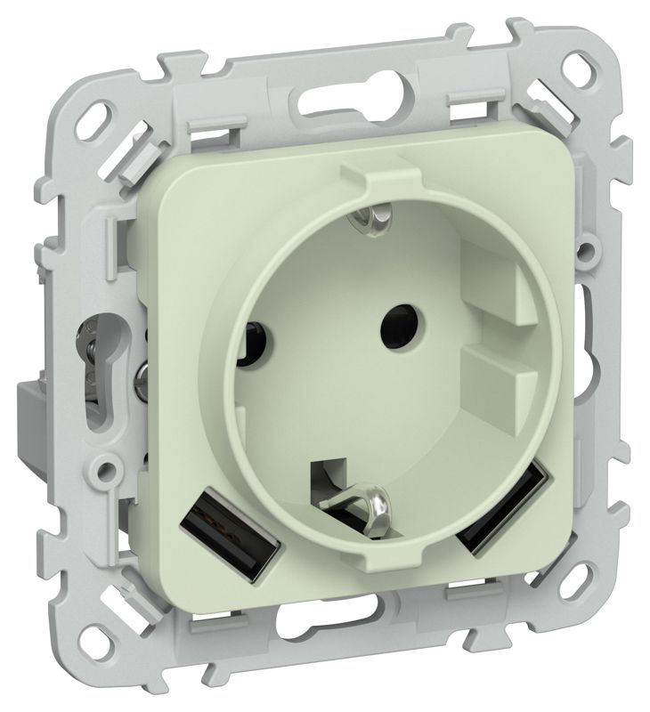 розетка 1-м сп flite рсюша11-1-флп 16а с usb a+a 3.1а с заземл. с защ. шторками безвинтовое крепление механизм панг iek fi-r14-16-1-u21-d31-k92 от BTSprom.by
