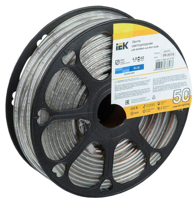 лента светодиодная led lsr-2835b60-4.8-ip67-220в (уп.50м) iek lsr3-7-060-67-0-50 от BTSprom.by