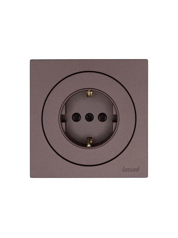  Розетка 1-м OSEN IP20 16А с защ. шторками ПБТ механизм шоколад LEZARD 743-7388-124B фото в каталоге от BTSprom.by