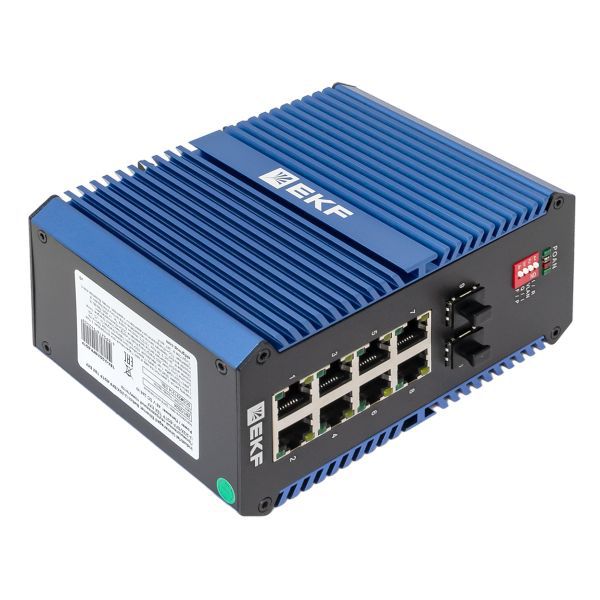  Коммутатор неуправляемый промышленный U-2GX/SFP-8GTP 2 порта 1000Base-X SFP 8 портов 10/100/1000Base-T(X) RJ45 c PoE монтаж на DIN-рейку TSX EKF TSX-U-2GX/SFP-8GTP фото в каталоге от BTSprom.by