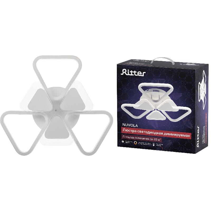 люстра потолочная светодиодная диммируемая nuvola с ду 3 режима 570х135 108вт 33кв.м бел. ritter 52939 6 от BTSprom.by