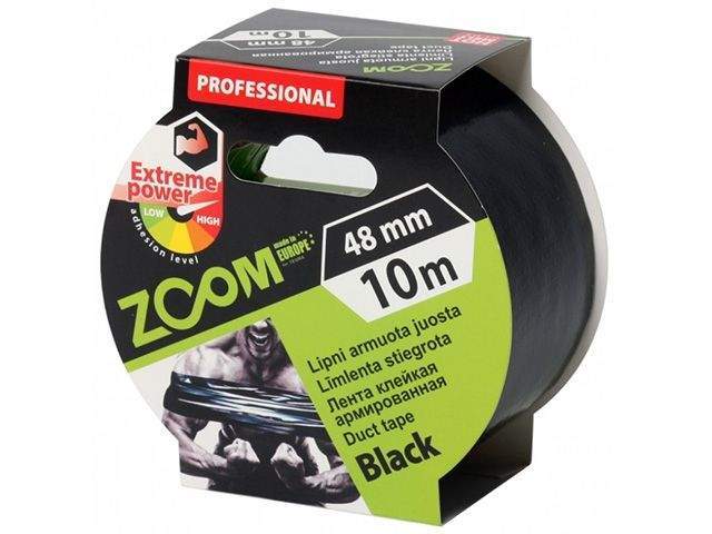 лента армированная клейкая 48ммх10м zoom (черная 250 мкм) от BTSprom.by