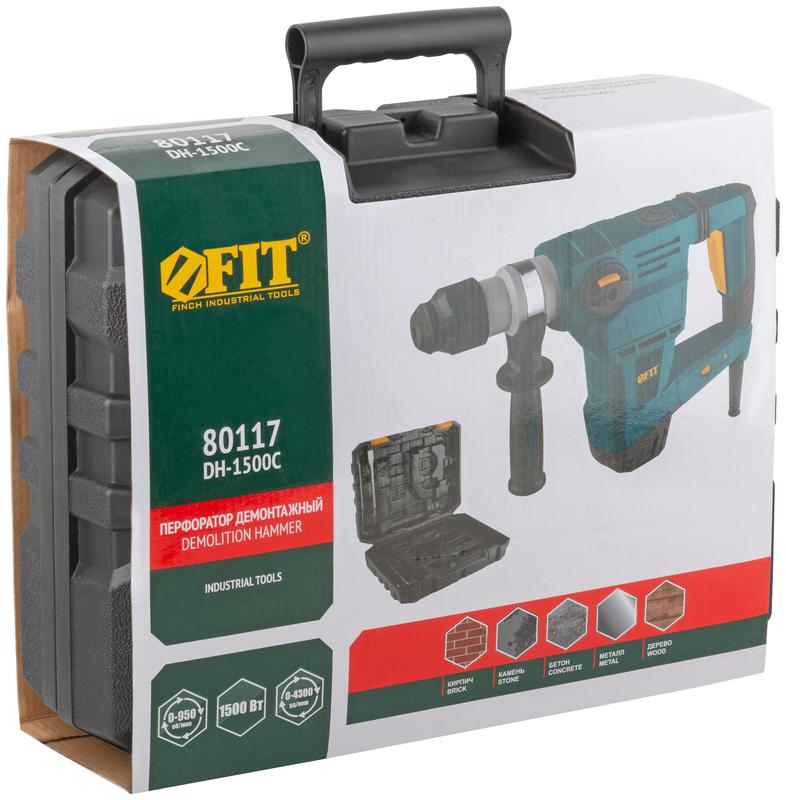  Перфоратор демонтажный 1500Вт 0-950об/мин 0-4300уд/мин 5Дж 3 режима SDS-PLUS FIT 80117 фото в каталоге от BTSprom.by