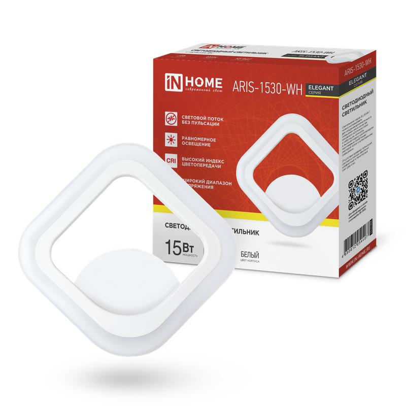 светильник светодиодный elegant aris-1530-wh 15вт 3000к 1200лм 230в бел. in home 4690612054407 от BTSprom.by