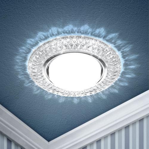 светильник светодиодный точечный dk ld23 sl/wh gx53 декор со светодиод. подсветкой прозр. эра б0029627 от BTSprom.by