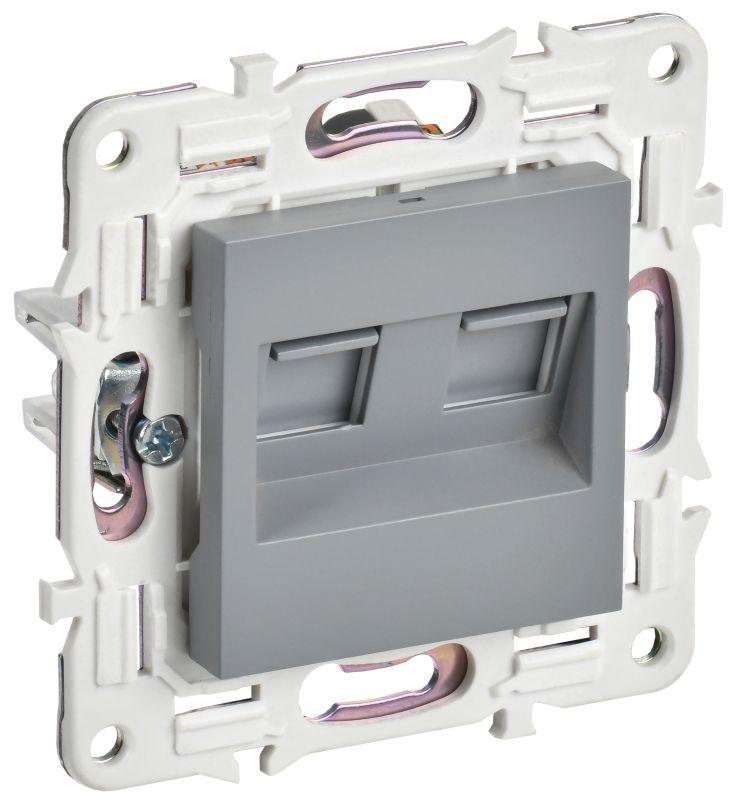 розетка компьютерная двойн. rj45 кат.5e skandy sk-k03gr сер. iek sk-k20-1-k03 от BTSprom.by
