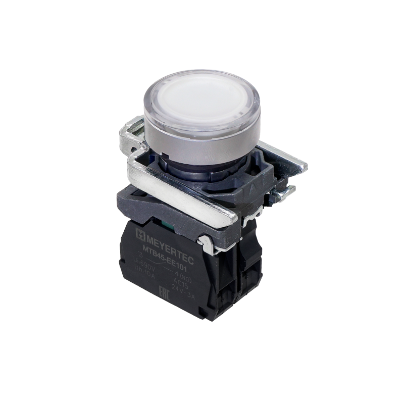 кнопка с подсветкой 1no 220в ac/dc ip65 металл mtb4-bw31713 бел. овен 137159 от BTSprom.by