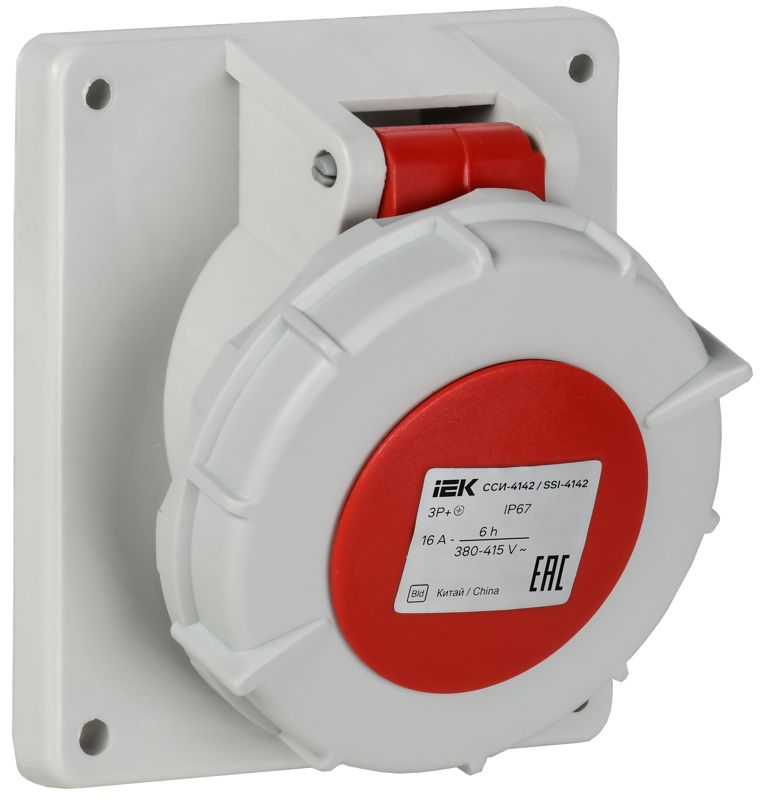розетка встраиваемая угловая сси-4142 16а 4п 3p+pe 6ч 380в ip67 iek psr42-016-4-0-67 от BTSprom.by