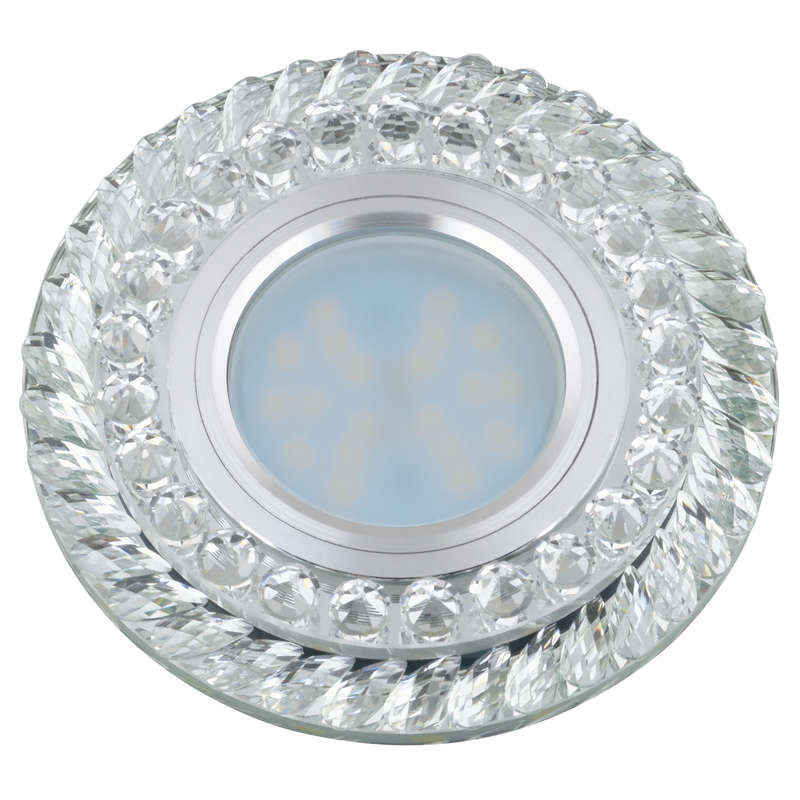 светильник декоративный luciole dls-l132 gu5.3 chrome/clear gu5.3 встраив. доп. светодиод. подсветка 3вт без лампы основание метал. хром отделка стекло бел. fametto ul-00002716 от BTSprom.by
