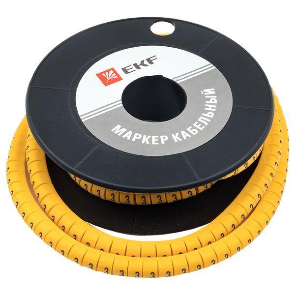  Маркер каб. 4.0кв.мм "3" (ЕС-2) (уп.500шт) EKF plc-KM-4-3 фото в каталоге от BTSprom.by