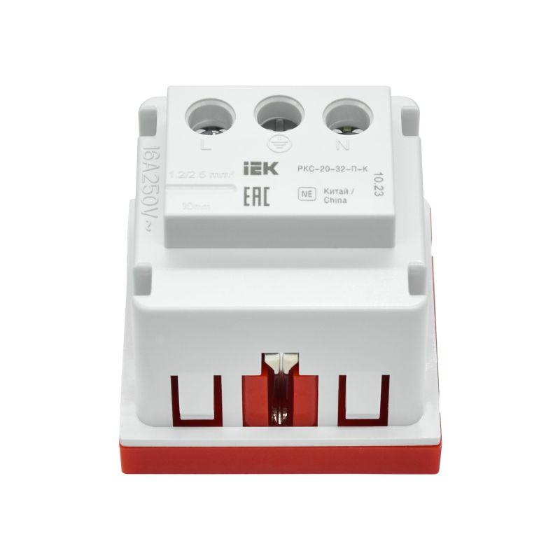  Розетка PRIMER с заземл. защ. шторки винт. зажим РКС-20-32-П-К красн. IEK PR-KK40D-RSZH-2-2-K04 фото в каталоге от BTSprom.by