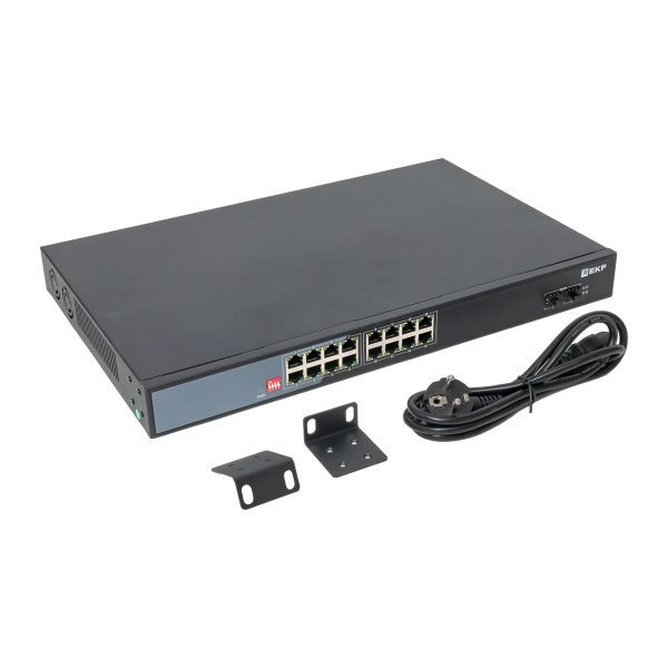  Коммутатор неуправляемый промышленный U-2GX/SFP-16GTP-R 2 порта 1000Base-X SFP 16 портов 10/100/1000Base-T(X) RJ45 c PoE монтаж в 19" стойку TSX EKF TSX-U-2GX/SFP-16GTP-R фото в каталоге от BTSprom.by