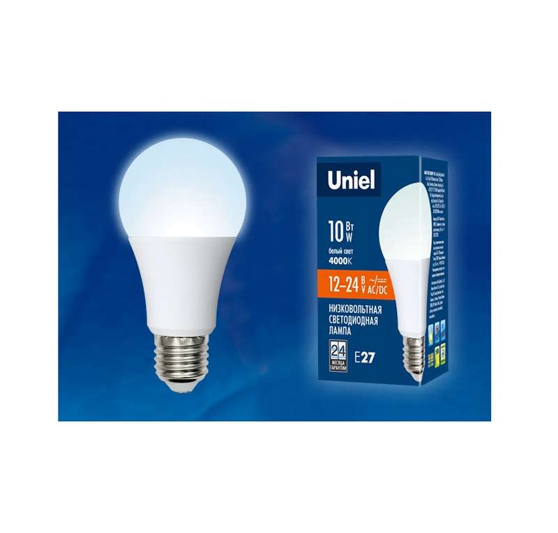 лампа светодиодная led-a60-10w/nw/e27 /fr/12-24v plo55wh 10вт грушевидная матовая 4000к нейтр. бел. e27 12-24в (упак. картон) uniel ul-00002381 от BTSprom.by