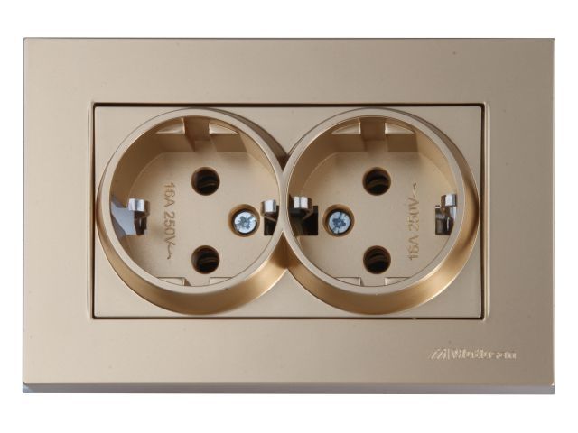 розетка 2-ая (скрытая,с/з) золото, rita, mutlusan (16 a, 250 v, ip 20) 2220 202 0280 от BTSprom.by