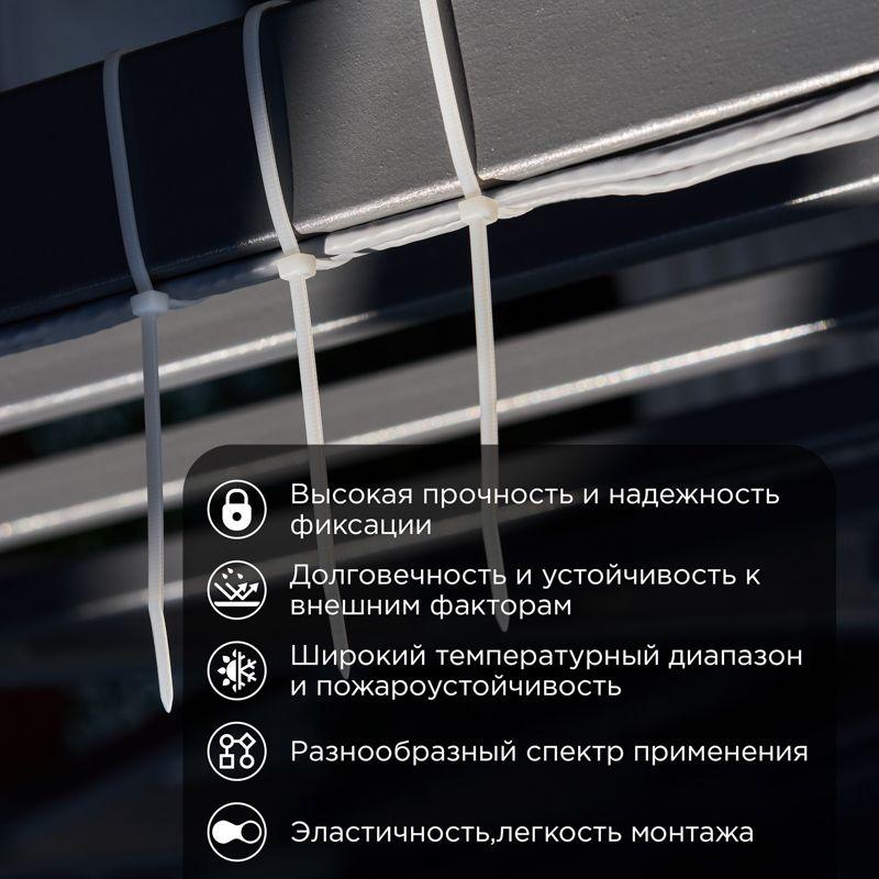 хомут кабельный 4.8х250 тройной замок нейл. бел. (уп.100шт) rexant 67-0250-5 от BTSprom.by