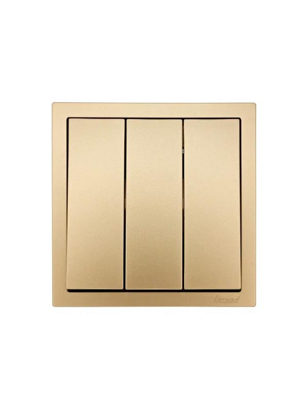  Выключатель 3-кл. СП ZIMA IP20 10А безвинт. зажим зол. LEZARD 704-3688-109QC фото в каталоге от BTSprom.by