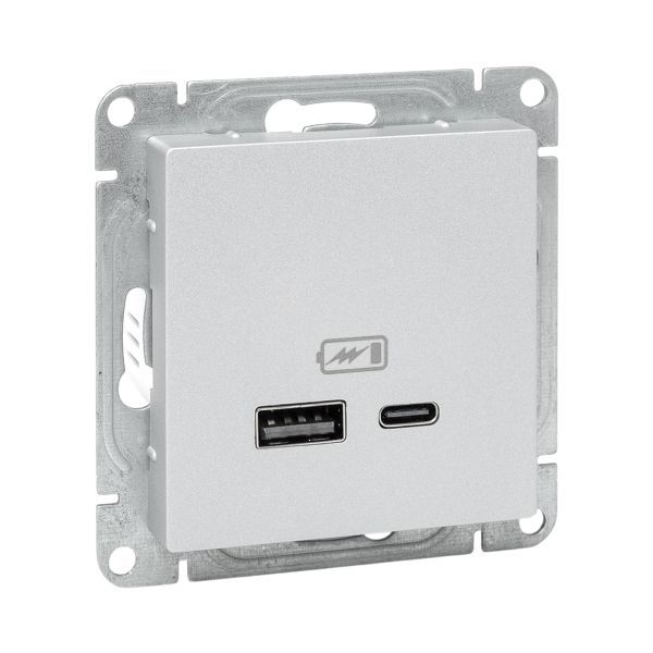 розетка сп эпика usb-a+с механизм алюм. ekf up1-soa-usba+usbc от BTSprom.by