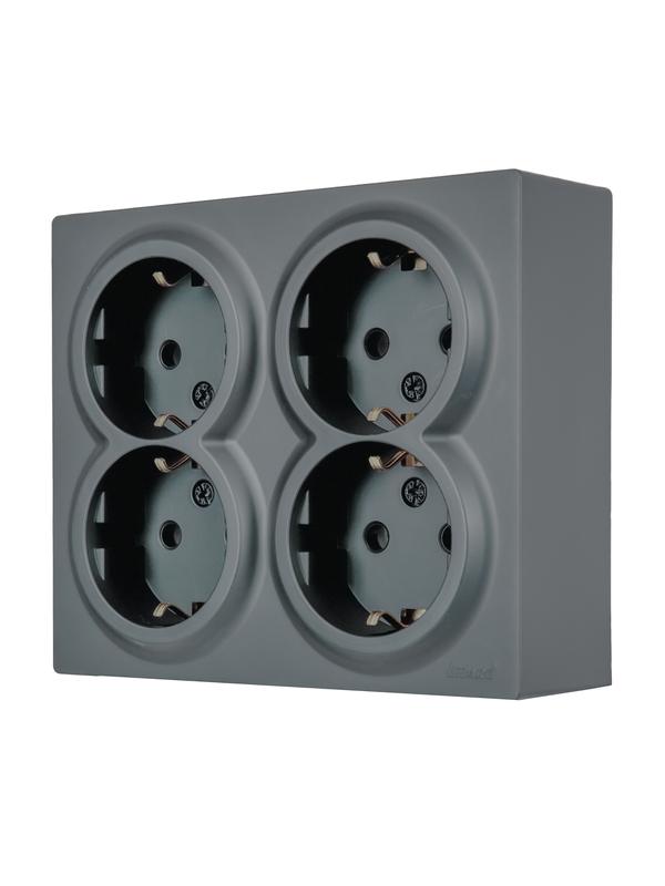 розетка 4-м оп leto с заземл. закрытый корпус пбт графит lezard 752-3400-127bdp от BTSprom.by