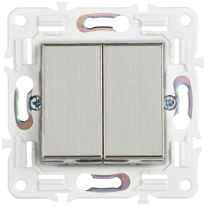  Выключатель проходной 2-кл. SKANDY 10А SK-V05N никель IEK SK-V22-0-10-K50 фото в каталоге от BTSprom.by