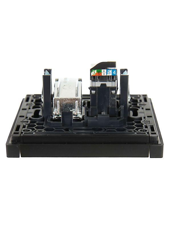  Розетка 2-м TV+RJ45 кат.5E FORTE&PIANO FP136 черн. IEK FP-AK20-1-K02 фото в каталоге от BTSprom.by