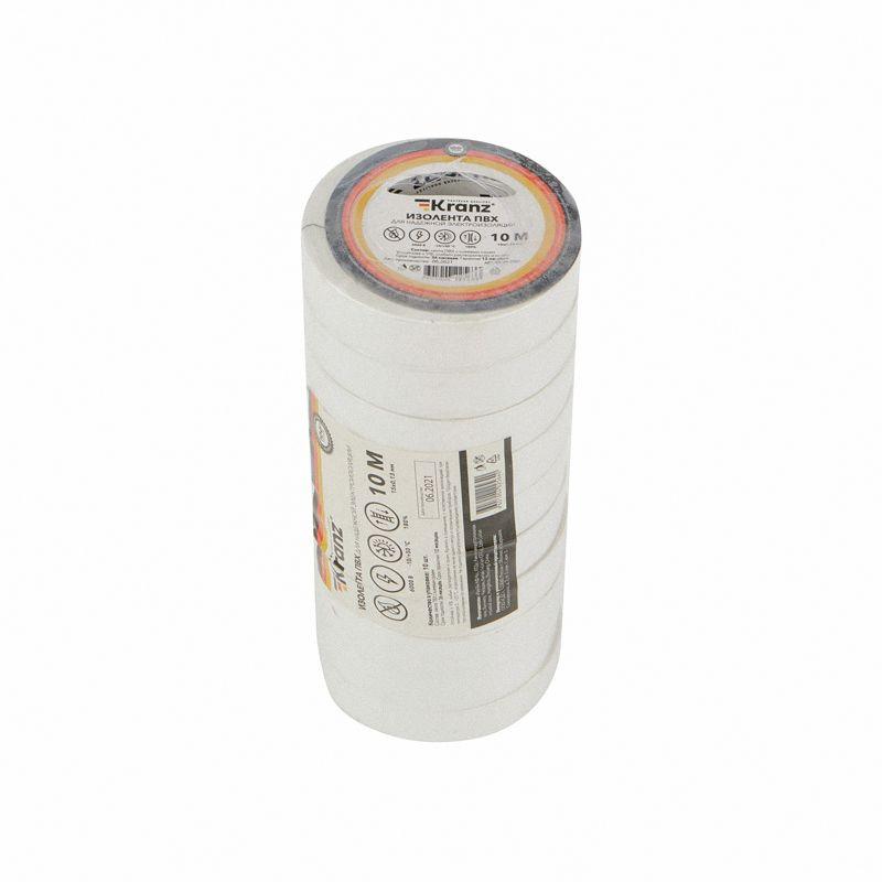 Изолента ПВХ 0.13х15мм 10м бел. (уп.10шт) Kranz KR-09-2001 фото в каталоге от BTSprom.by