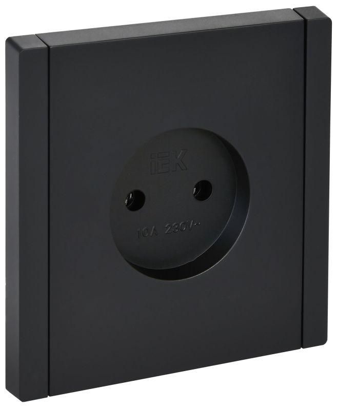 розетка 1-м сп forte&piano fp118 10а без заземл. без защ. шторок винт. крепл. черн. iek fp-r10-10-k02 от BTSprom.by