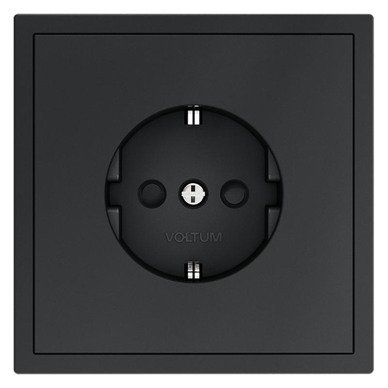  Розетка 1-м СП S70 16А с заземл. защ. шторки механизм графит Voltum VLS040207 фото в каталоге от BTSprom.by