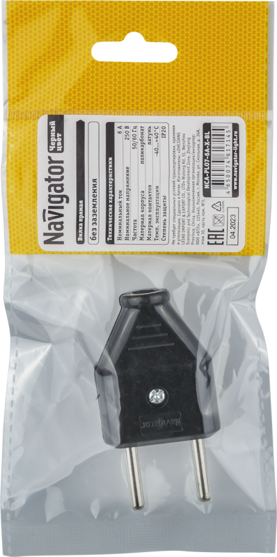  Вилка 61 714 NCA-PL07-6A-X-BL прямая без заземл. черн. Navigator 61714 фото в каталоге от BTSprom.by