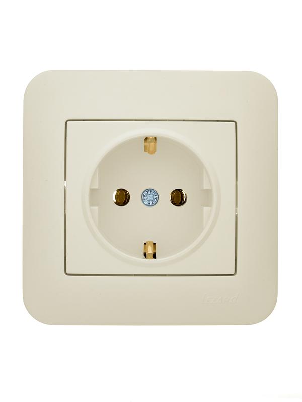 розетка 1-м сп asti 16а ip20 с заземл. пбт крем. lezard 7081-0303-122b от BTSprom.by