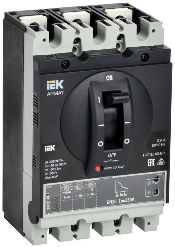 выключатель автоматический в литом корпусе 3п g 150ка 250а расцепитель электронный стандарт. armat iek ar-mccb-3g-150-0250a-elsc от BTSprom.by