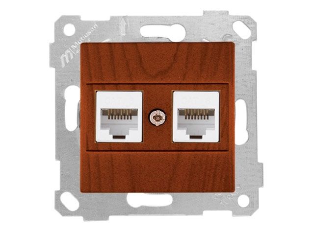 розетка компьютерная 2xrj45 (cat6, скрытая, без рамки) вишня, rita, mutlusan 2200 141 0156 от BTSprom.by